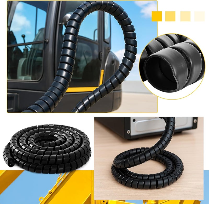Innconee 1 Pcs Spiral Wrap Cable Protector, Safe 1/2" Od x 20' Pre Cut Lengths Hydraulic Hose Protector Wrap to Avoid Wear and Extend Life for Hydraulic Pneumatic Hoses(Black) - Image 4